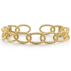 Clearance Gabriel & Co. 14K Yellow Plain Gold Twisted Rope Link Bangle