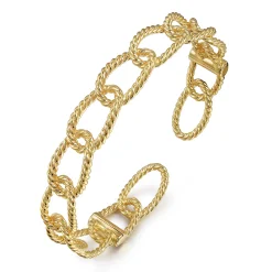 Clearance Gabriel & Co. 14K Yellow Plain Gold Twisted Rope Link Bangle