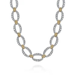 Clearance Gabriel & Co. 14K Yellow-White Chain Diamond Link Necklace