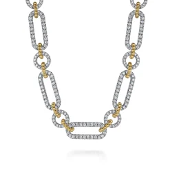 Best Gabriel & Co. 14K Yellow-White Chain Pave Link Necklace