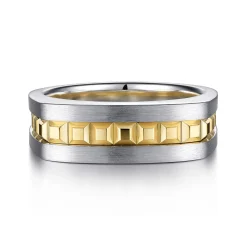 Outlet Gabriel & Co. 14K Yellow-White Gold Angular Ring in Satin Finish