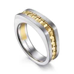 Outlet Gabriel & Co. 14K Yellow-White Gold Angular Ring in Satin Finish