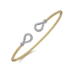Gabriel & Co. 14K Yellow-White Gold Bujukan Diamond Teardrops Bangle