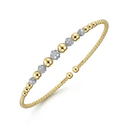 Hot Gabriel & Co. 14K Yellow-White Gold Bujukan Diamond Stations Bangle