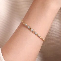 Hot Gabriel & Co. 14K Yellow-White Gold Bujukan Diamond Stations Bangle