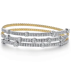 New Gabriel & Co. 14K Yellow White Gold Bujukan Diamond Bangle