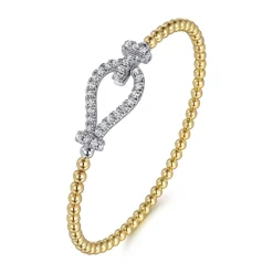 Gabriel & Co. 14K Yellow White Gold Bujukan Diamond Bangle