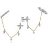 New Gabriel & Co. 14K Yellow-White Gold Diamond Ear Cuffs and Quatrefoil Chain Earrings with Drops
