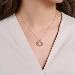 Best Gabriel & Co. 14K Yellow-White Gold Diamond Pave and Twisted Rope Interlocking Circles Necklace