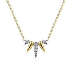 Online Gabriel & Co. 14K Yellow-White Gold Diamond Pave Spike Fan Bar Necklace