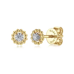 Hot Gabriel & Co. 14K Yellow-White Gold Diamond Stud Earrings-Bujukan