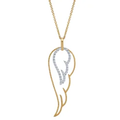 Clearance Gabriel & Co. 14K Yellow-White Gold Double Wing Diamond Pendant Necklace