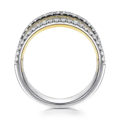 Discount Gabriel & Co. 14K Yellow-White Gold Layered Wide Band Diamond Ring