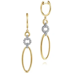 Hot Gabriel & Co. 14K Yellow-White Gold Long Multi Link Diamond Huggie Drop Earrings