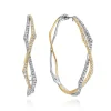Clearance Gabriel & Co. 14K Yellow-White Gold 40mm Twisted Rope and Diamond Intricate Hoop Earrings