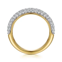 New Gabriel & Co. 14K Yellow-White Gold Pave Diamond Anniversary Band - 0.76 ct