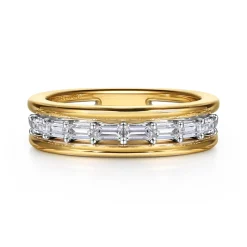 Discount Gabriel & Co. 14K Yellow-White Gold Prong Baguette Diamond Anniversary Band - 0.24 ct