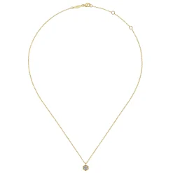 Best Gabriel & Co. 14K Yellow-White Gold Round Diamond Pendant Necklace with Hexagonal Frame
