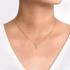 Best Gabriel & Co. 14K Yellow-White Gold Round Pave Diamond Cluster Pendant Necklace with Bezel Frame