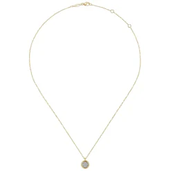 Best Gabriel & Co. 14K Yellow-White Gold Round Pave Diamond Cluster Pendant Necklace with Bezel Frame