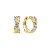 New Gabriel & Co. 14K Yellow-White Gold Twisted 15mm Diamond Huggie Earrings