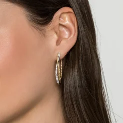 Online Gabriel & Co. 14K Yellow-White Gold Twisted 35mm Classic Diamond Hoop Earrings