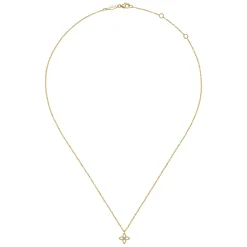 Best Gabriel & Co. 14K Yellow-White Gold Twisted Rope Clover Pendant Necklace with Diamond Center