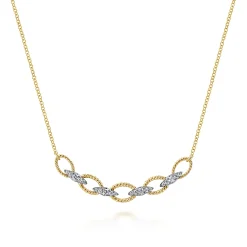 Discount Gabriel & Co. 14K Yellow-White Gold Twisted Rope Oval Link Necklace with Diamond Connectors
