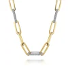 Online Gabriel & Co. 14K Yellow-White Paper Clip Chain Necklace with Diamond Stations