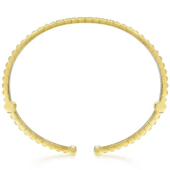 New Gabriel & Co. 14K Yellow-White Split Cuff with Pyramids and Diamonds