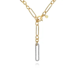Sale Gabriel & Co. 14K Yellow-White Y Chain Necklace with Diamond Drop