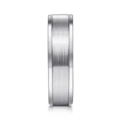 New Gabriel & Co. Landon - 14K White Gold 6mm - Men's Wedding Band in Satin Finish