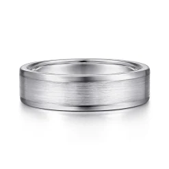 New Gabriel & Co. Landon - 14K White Gold 6mm - Men's Wedding Band in Satin Finish
