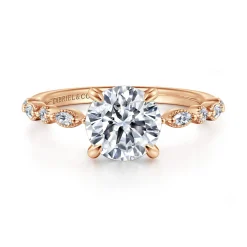 Clearance Gabriel & Co. Lanna - 14K Rose Gold Round Diamond Engagement Ring