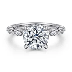 Clearance Gabriel & Co. Lanna - 14K White Gold Round Diamond Engagement Ring