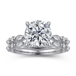Clearance Gabriel & Co. Lanna - 14K White Gold Round Diamond Engagement Ring