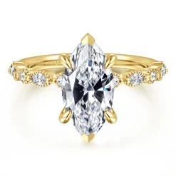 New Gabriel & Co. Lanna - 14K Yellow Gold Marquise Shape Diamond Engagement Ring