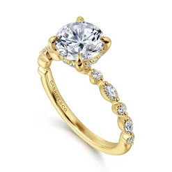 Clearance Gabriel & Co. Lanna - 14K Yellow Gold Round Diamond Engagement Ring