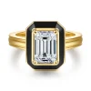 Discount Gabriel & Co. Lara - 14K Yellow Gold Bezel Prong Black Enamel Emerald Cut Solitaire Diamond Engagement Ring