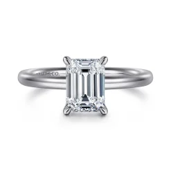 Outlet Gabriel & Co. Lark - 14K White Gold Emerald Cut Solitaire Engagement Ring