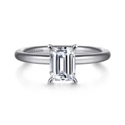 Best Gabriel & Co. Lark - 14K White Gold Emerald Cut Solitaire Engagement Ring