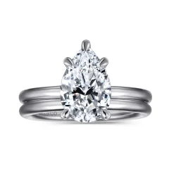 New Gabriel & Co. Lark - 14K White Gold Pear Shape Solitaire Engagement Ring