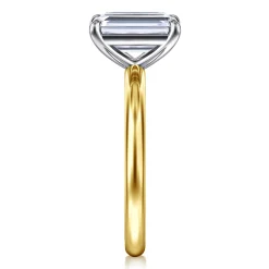 Outlet Gabriel & Co. Lark - 14K White-Yellow Gold Emerald Cut Solitaire Engagement Ring
