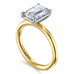 Outlet Gabriel & Co. Lark - 14K White-Yellow Gold Emerald Cut Solitaire Engagement Ring