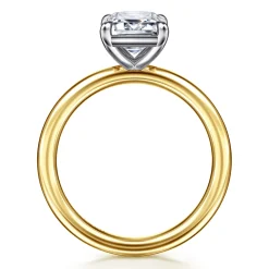 Outlet Gabriel & Co. Lark - 14K White-Yellow Gold Emerald Cut Solitaire Engagement Ring