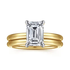 Gabriel & Co. Lark - 14K White Yellow Gold Emerald Cut Solitaire Engagement Ring