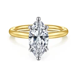 Online Gabriel & Co. Lark - 14K White-Yellow Gold Marquise Shape Solitaire Engagement Ring