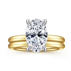 New Gabriel & Co. Lark - 14K White Yellow Gold Oval Solitaire Engagement Ring