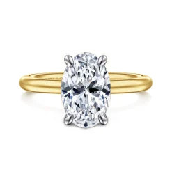 Clearance Gabriel & Co. Lark - 14K White-Yellow Gold Oval Solitaire Diamond Engagement Ring