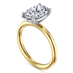 Clearance Gabriel & Co. Lark - 14K White-Yellow Gold Oval Solitaire Diamond Engagement Ring